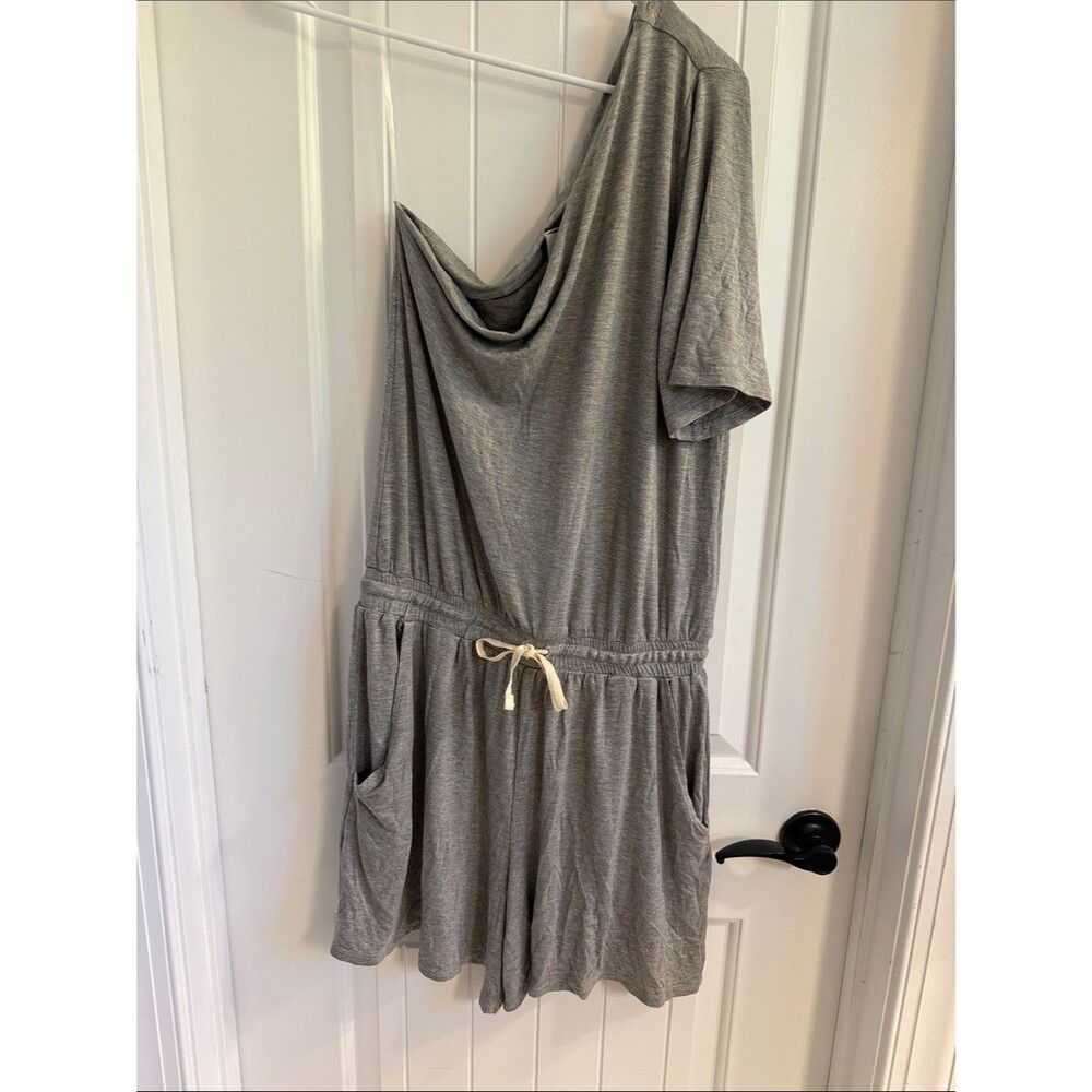 BNWT Women’s Cherish Gray One-Piece Romper with Drawstring. One shoulder